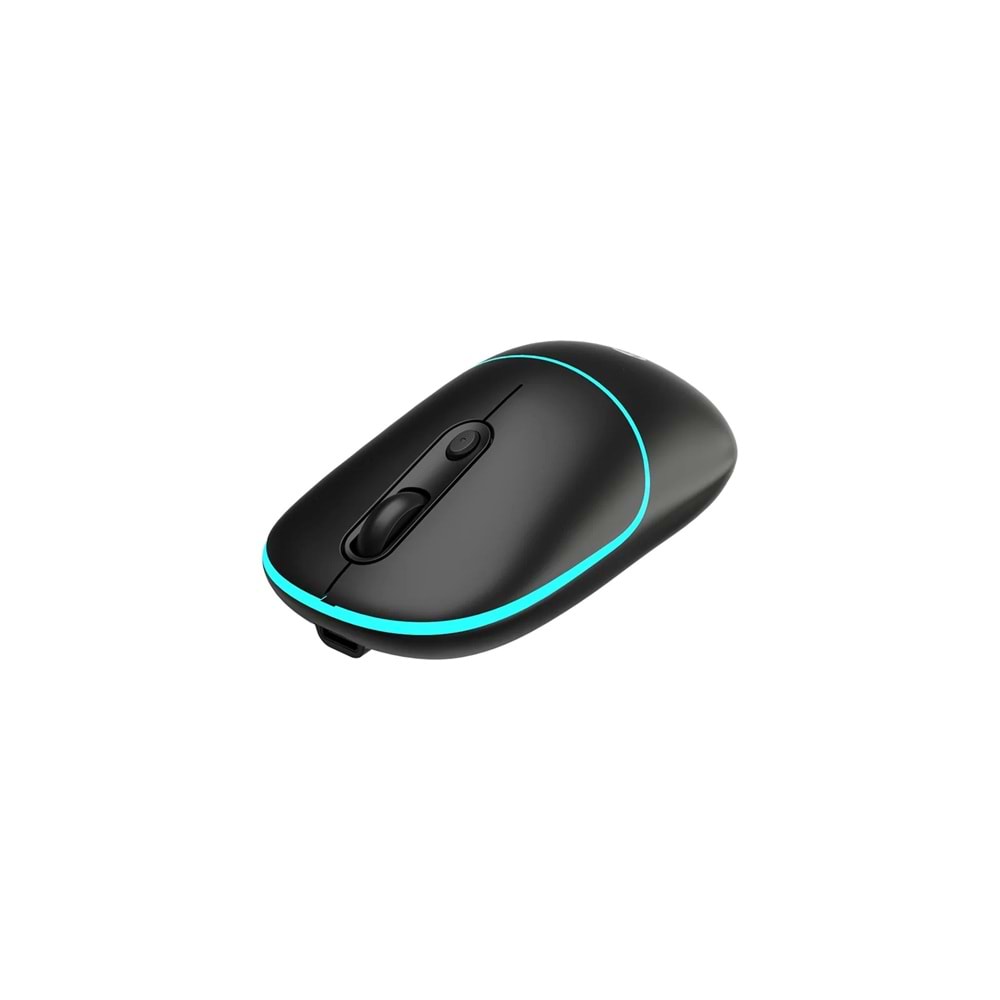 Lecoo WS210 Dual Mod RGB 2.4GHz WiFi+ Bluetooth 1600DPI 6 Tuşlu Şarjlı Sessiz Kompakt Kablosuz Optik Mouse Siyah