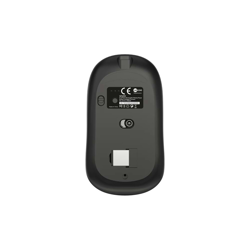 Lecoo WS210 Dual Mod RGB 2.4GHz WiFi+ Bluetooth 1600DPI 6 Tuşlu Şarjlı Sessiz Kompakt Kablosuz Optik Mouse Siyah