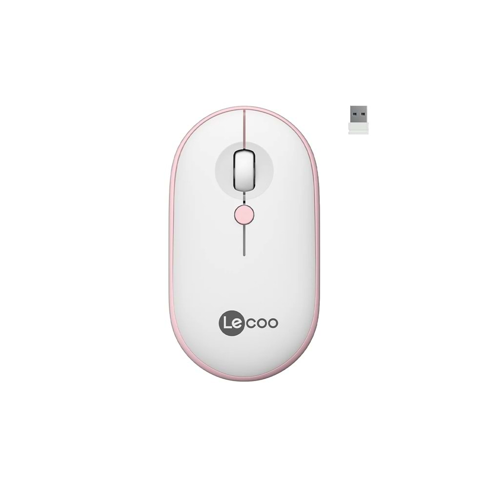 Lecoo WS212 Kablosuz 1600DPI 4 Tuşlu Optik Mouse Beyaz & Pembe