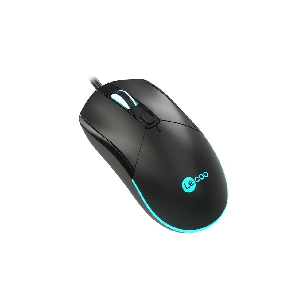 Lecoo MS120 RGB Led Aydınlatmalı USB Kablolu 2400DPI 4 Tuşlu Gaming Optik Mouse Siyah