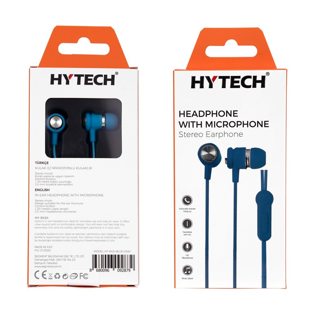 Hytech HY-XK24 20li Set 8*Beyaz 6*Siyah 3*Mavi 3*Kırmızı Kulak İçi Mikrofonlu Kulaklık