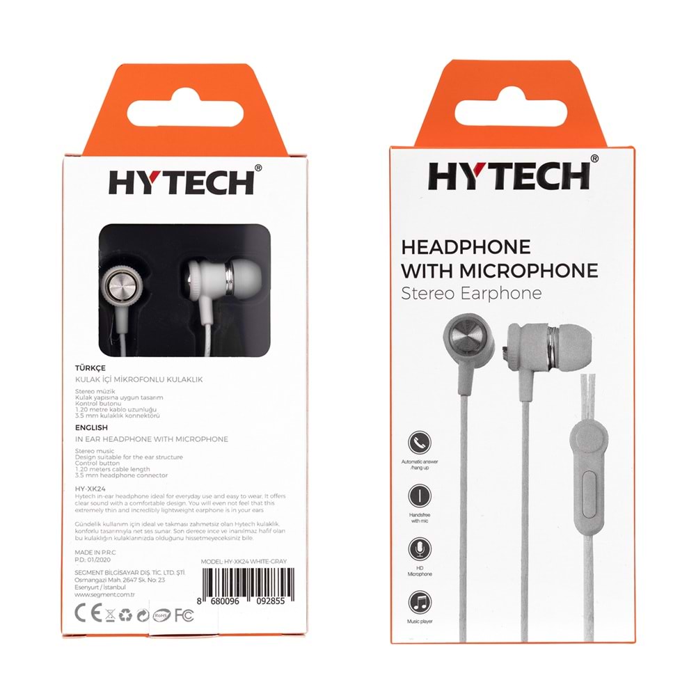Hytech HY-XK24 20li Set 8*Beyaz 6*Siyah 3*Mavi 3*Kırmızı Kulak İçi Mikrofonlu Kulaklık