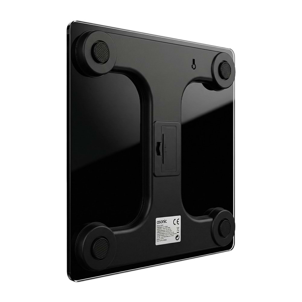 Asonic BS260 Siyah 260x260mm Boyutunda 2*AAA Pil Hediyeli Dijital Bluetooth Baskül