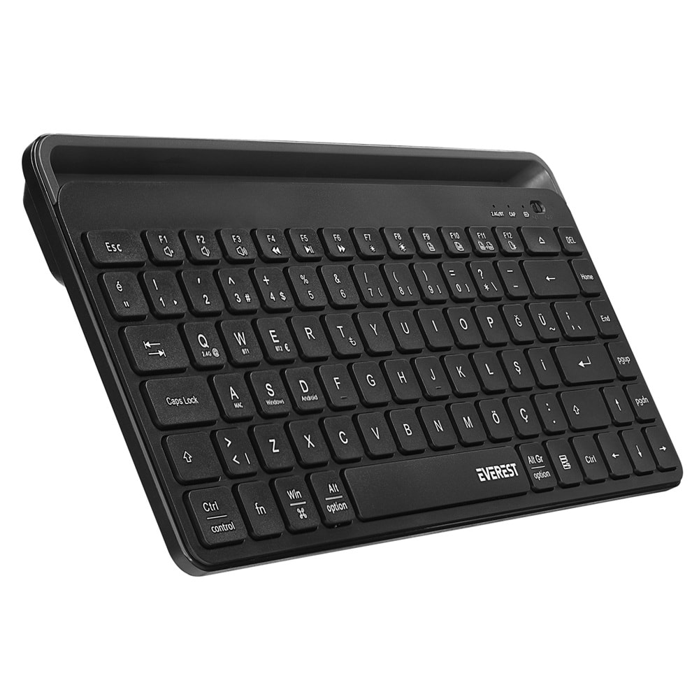 Everest KB-BT66 Siyah 2.4G+BT1+BT2 üçü bir arada 3 in 1 Q Kablosuz klavye