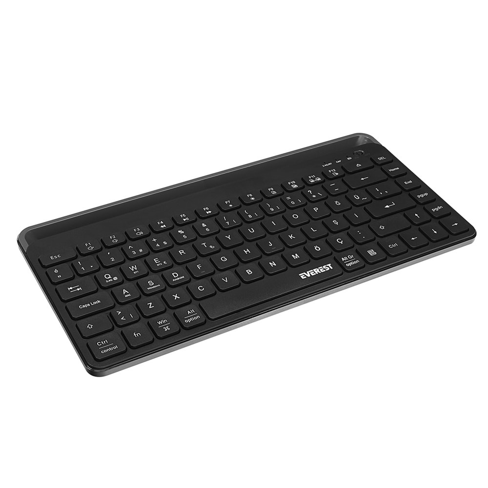 Everest KB-BT66 Siyah 2.4G+BT1+BT2 üçü bir arada 3 in 1 Q Kablosuz klavye