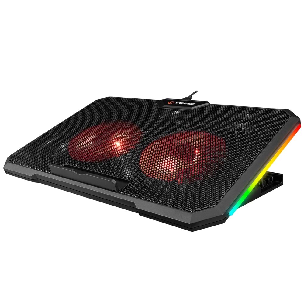 Addison Rampage AD-RC12 CLAW Siyah 2 Fan 2 USB RGB Işıklı 15-17 Notebook Soğutucu Stand