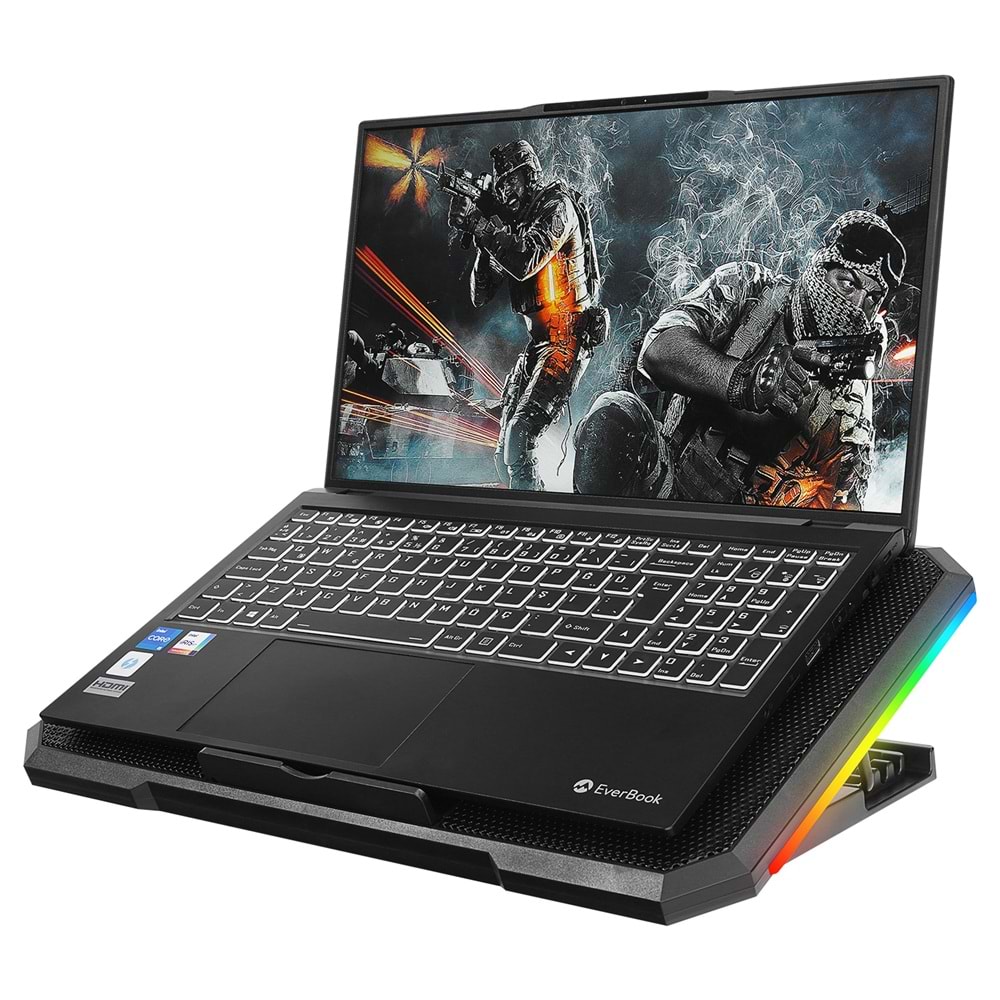Addison Rampage AD-RC12 CLAW Siyah 2 Fan 2 USB RGB Işıklı 15-17 Notebook Soğutucu Stand