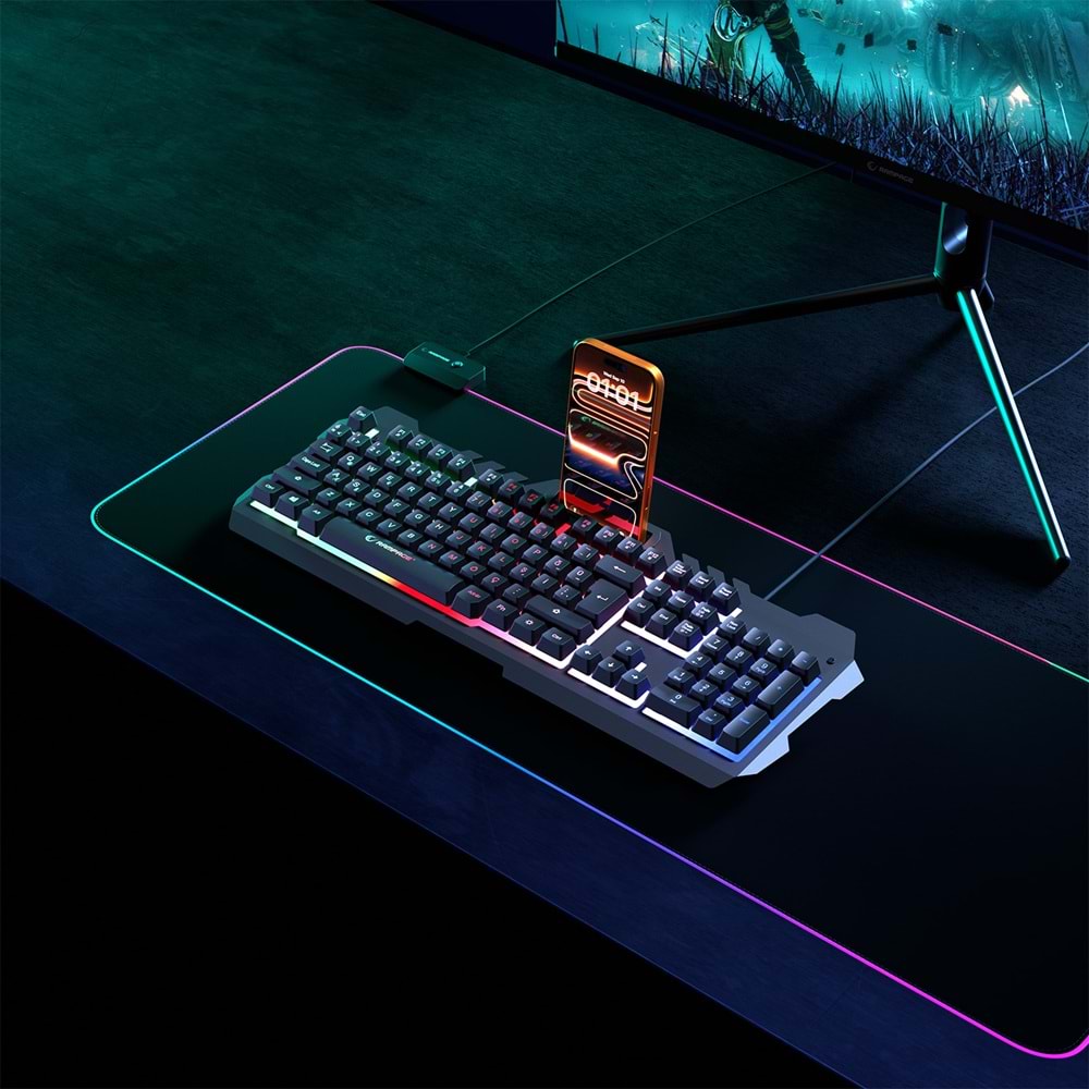 Rampage KB-R57 X-JAMMER Gökkuşağı Aydınlatmalı USB Siyah Tam Türkçe Gaming Oyuncu Klavyesi