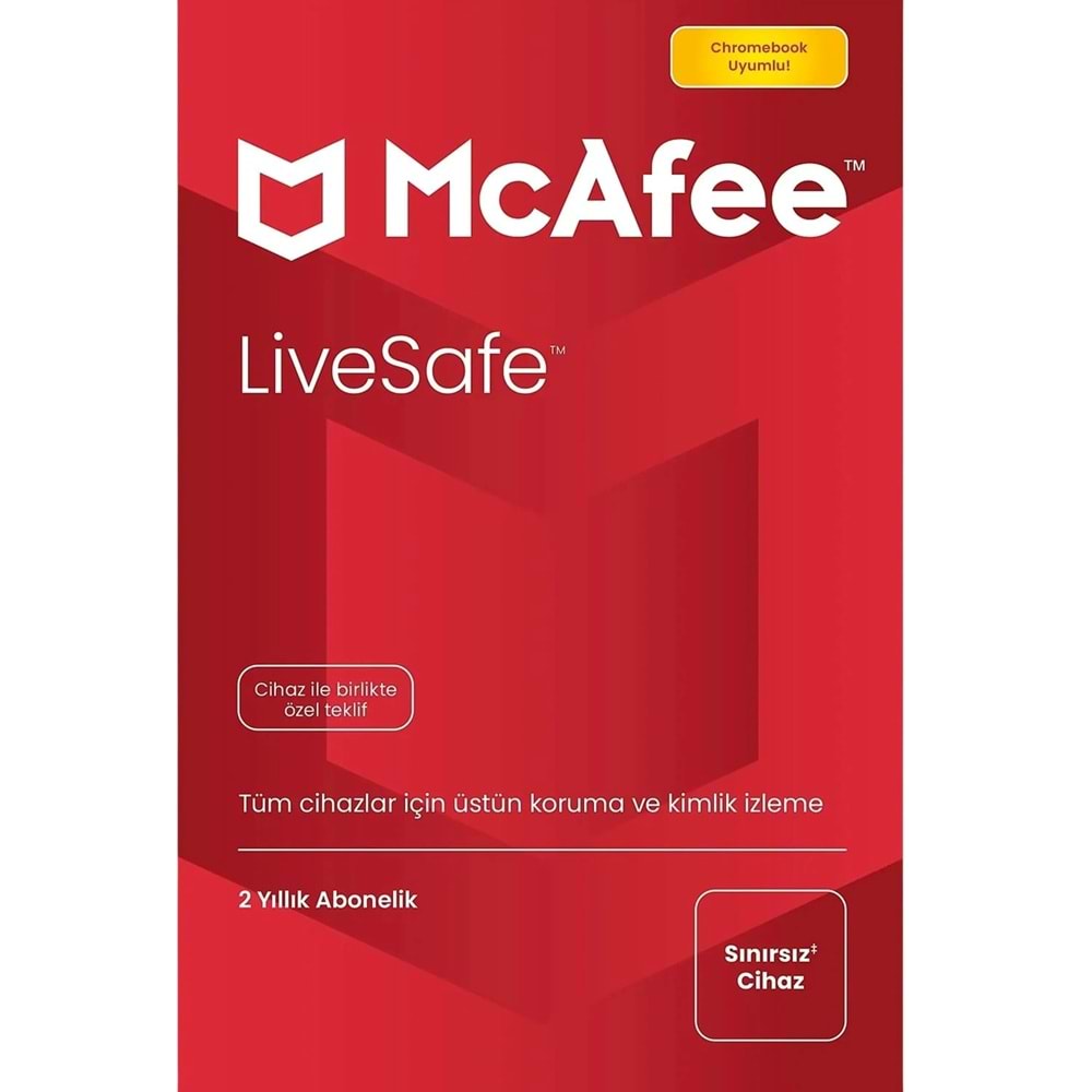 McAfee LiveSafe Antivirüs 2 Yıllık / Sınırsız Cihaz Lisans