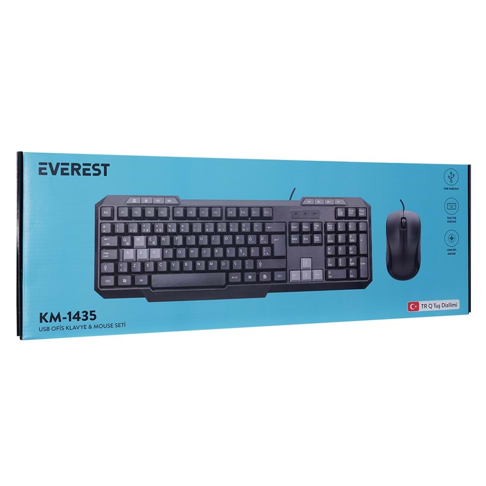 Everest KM-1435 Siyah Usb Q Multimedia Klavye + Mouse Set