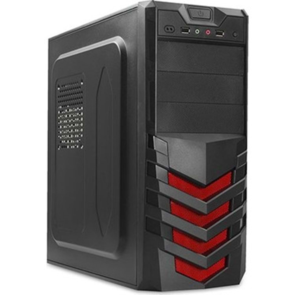 Everest 720R Siyah/Kırmızı Mesh Metal Panel ATX Mid-T PC Kasası