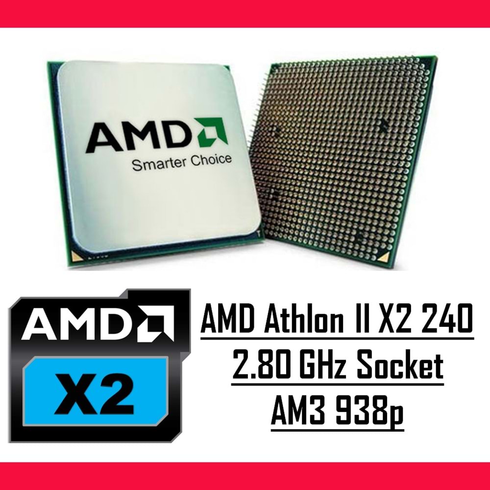 AMD Athlon II X2 240 2.80 Ghz AM3 938p Tray Masaüstü Bilgisayar İşlemci