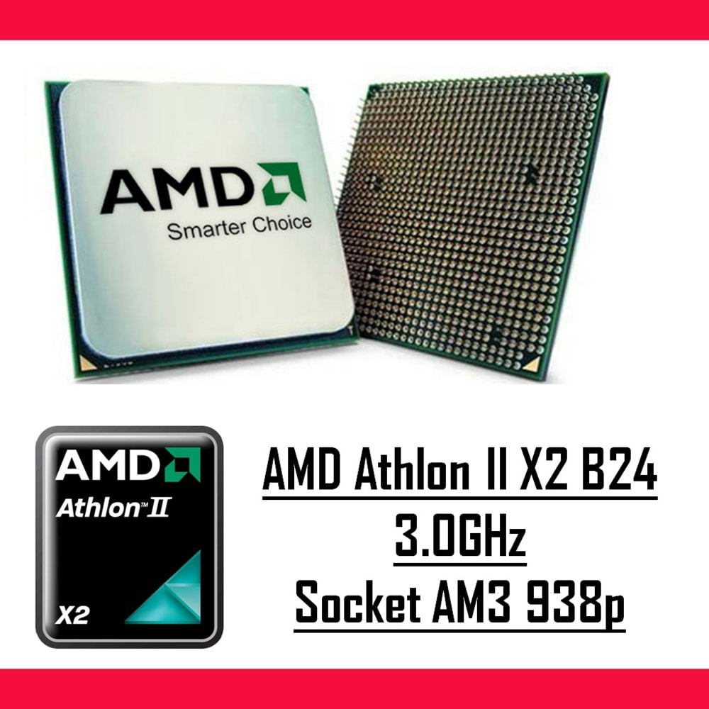 AMD Athlon II X2 B24 3.00 Ghz AM3 938p Tray Masaüstü Bilgisayar İşlemci