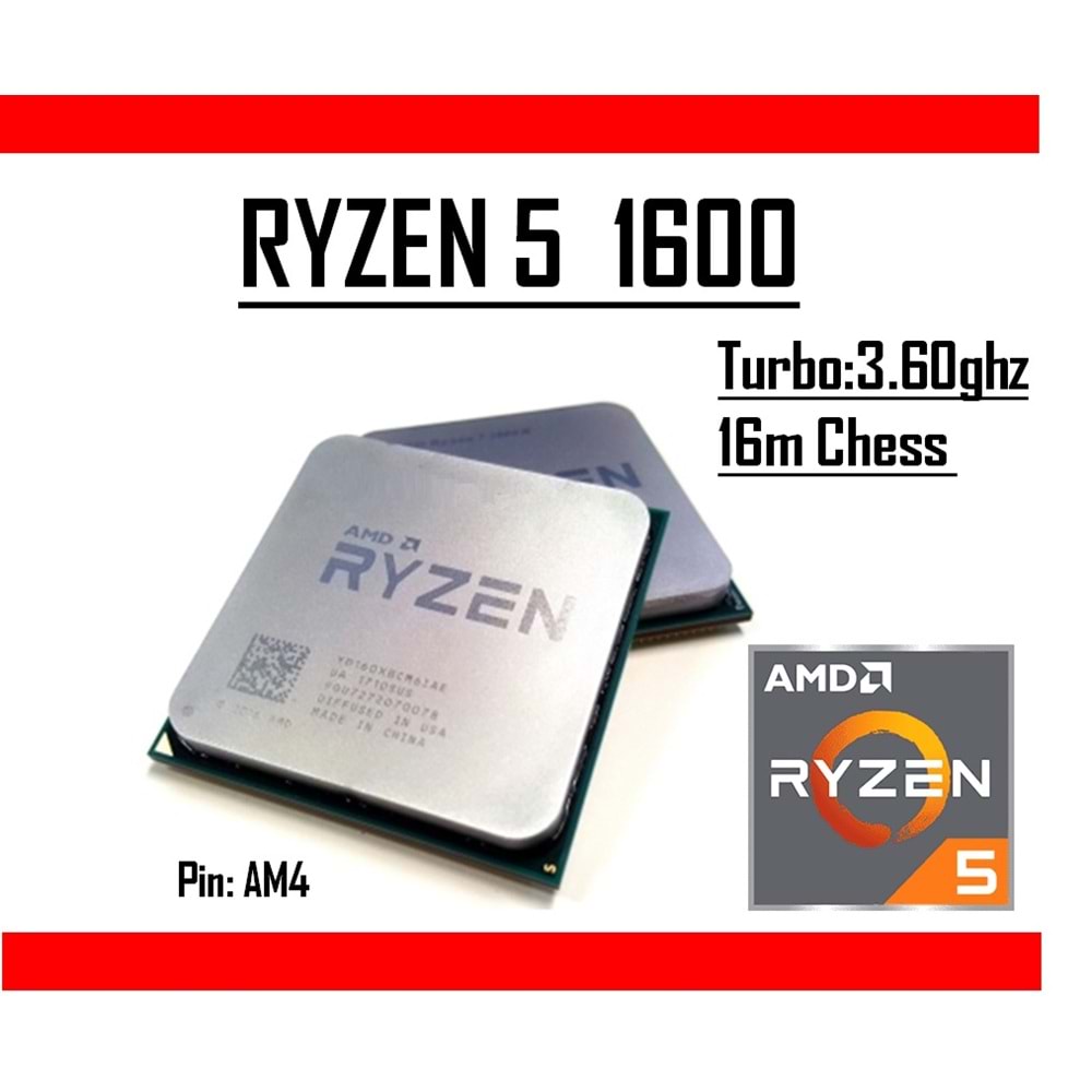 AMD Ryzen™5 1600 3.20 Ghz 16mb Cache 65W 14nm AM4 Tray Masaüstü Bilgisayar İşlemci