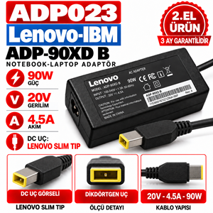 Lenovo ADP-90XD B 90W 20V 4.5A USB Uç 2.EL USB Uç Notebook Laptop Adaptör
