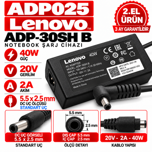 Lenovo ADP-30SH B 40W 20V 2A 5.5*2.5mm 2.EL Standart Uç Notebook Laptop Adaptör