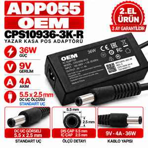 OEM CPS10936-3K-R 36W 9V 4A 5.5*2.5mm 2.EL Standart Uç Yazar Kasa POS Adaptörü