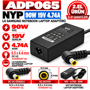 NYP 90W 19V 4.74A 6.5*4.4mm 2.EL LG Samsung Notebook Laptop Adaptör