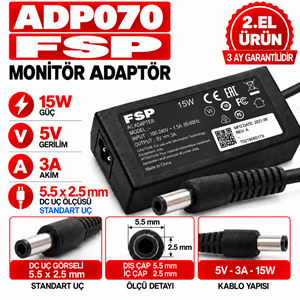 FSP 15W 5V 3A 5.5*2.5mm 2.EL Standart Uç Modam Adaptör