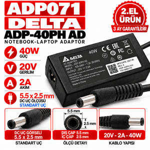 DELTA ADP-40PH AD 40W 20V 2A 5.5*2.5mm 2.EL Standart Uç Notebook Laptop Adaptör