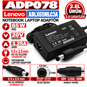 LENOVO ADLX65MLC3A 65W 20V 3.25A 5.5*2.5mm 2.EL Standart Uç Notebook Laptop Adaptör