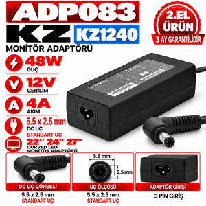 KZ KZ1240 48W 12V 4A 5.5*2.5mm 2.EL Standart Uç 22
