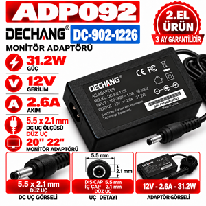 DECHANG DC-902-1226 31.2W 12V 2.6A 5.5*2.1mm 2.EL 20