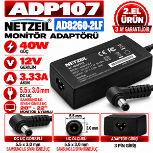NETZEIL AD8260-2LF 40W 12V 3.33A 5.5*3.0mm 2.EL 20
