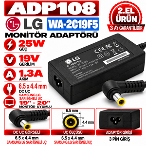 LG WA-2C19F5 25W 19V 1.3A 6.5*4.4mm 2.EL Mönütör Adaptöru