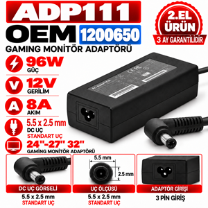 OEM 1200650 96W 12V 8A 5.5*2.5mm 2.EL Standart Uç 24
