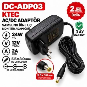 AC-DC ADAPTÖR T090060-2C1 - 5.4W - 9V - 0.6A / 5.5 × 2.1 mm - 2.El Elektronik Cihaz Adaptörü