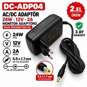 AC-DC ADAPTÖR PS02400-DY - 5.2W - 5.2V - 1A / 4.0 × 1.7 mm - 2.El Elektronik Cihaz Adaptörü