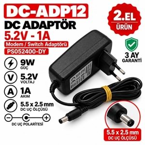 AC-DC ADAPTÖR PS02400-DY - 5.2W - 5.2V - 1A / 4.0 × 1.7 mm - 2.El Elektronik Cihaz Adaptörü