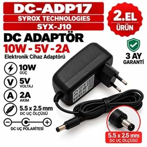 SYROX SYX-J10 - 10W - 5V - 2A / 2.35 × 0.7 mm - 2.El Elektronik Cihaz Adaptörü
