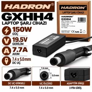 HADRON GXHH4 150W 19.5V 7.7A 7.4x5.0 mm Dell HP Laptop-Notebook Adaptörü