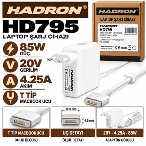 HADRON HD795 85W 20V 4.25A T Tip MacBook Laptop-Notebook Adaptörü