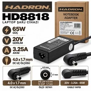HADRON HD8818 65W 20V 3.25A / 4.0 × 1.7 mm Lenovo IdeaPad / ThinkPad / Yoga Flex / Notebook - Laptop Adaptörü