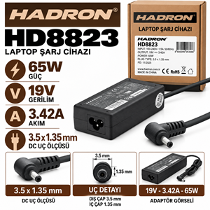 HADRON HD8823 65W 19V 3.42A 3.5×1.35 mm ASUS Acer Toshiba Samsung Notebook - Laptop Adaptörü