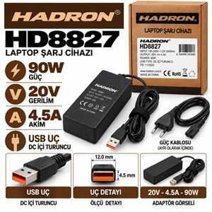 HADRON HD8827 65W 19V 3.42A 3.5×1.35 mm ASUS Acer Toshiba Samsung Notebook - Laptop Adaptörü