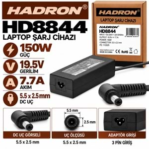 HADRON HD8844 150W 19.5V 7.7A 5.5x2.5 mm Asus MSI Laptop-Notebook Adaptörü