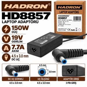 HADRON HD8857 150W 19V 7.7A 4.5x3.0 mm HP Laptop-Notebook Adaptörü