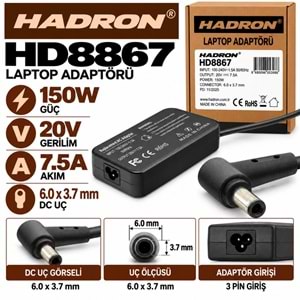 HADRON HD8867 150W 20V 7.5A 6.0x3.7 mm Asus Laptop-Notebook Adaptörü