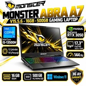 Monster Abra A7 V15.5.6 i5-13500H 16GB RAM 500GB M.2 NVMe SSD RTX 3050 17.3