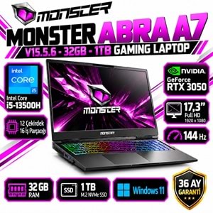 Monster Abra A7 V15.5.6 i5-13500H 32GB RAM 1TB M.2 NVMe SSD RTX 3050 17.3