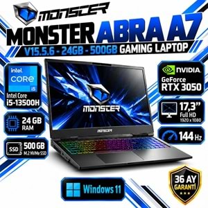 Monster Abra A7 V15.5.6 i5-13500H 24GB RAM 500GB M.2 NVMe SSD RTX 3050 17.3