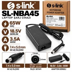 S-LINK SL-NBA45 90W 19V 4.74A / 7.4 × 5.0 mm HP Notebook - Laptop Adaptörü