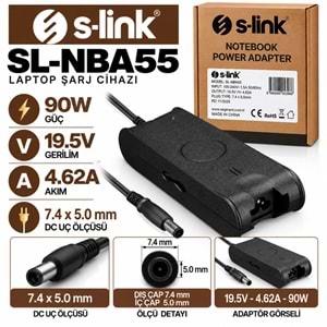 S-LINK SL-NBA55 90W 19.5V 4.62A / 7.4 × 5.0 mm Dell Notebook - Laptop Adaptörü