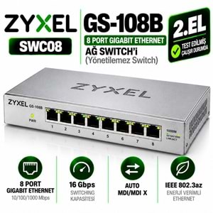 ZYXEL GS-108B 2.EL 8 Port Gigabit Ethernet Ağ Switch'i (Yönetilemez Switch)