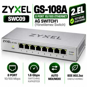 ZYXEL GS-108A 2.EL 8 Port 10/100 Ethernet Ağ Switch'i (Yönetilemez Switch)