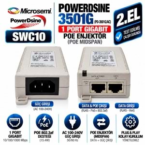 Microsemi POWERDSINE 3501G (PD-3501G/AC) 2.EL 1 Port Gigabit PoE Enjektör (PoE Midspan)